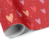 Papier Cadeau Cute Hearts and dots Valentines Pattern (Coin rond)
