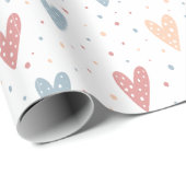 Papier Cadeau Cute Hearts and dots Valentines Pattern (Coin rond)