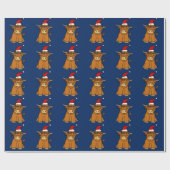 Papier Cadeau Cute Highland Cow in Santa hat Christmas (Plat)