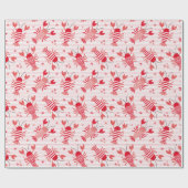 Papier Cadeau Cute homards sur bande blanche rose clair (Plat)