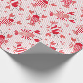 Papier Cadeau Cute homards sur bande blanche rose clair (Coin)