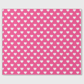 Papier Cadeau Cute Hot Pink And White Heart Patterned (Plat)