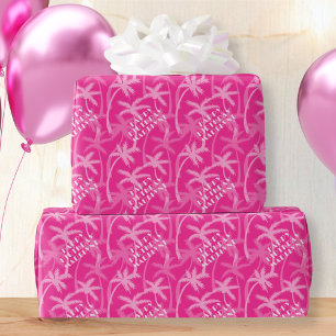 Papier Cadeau Cute Hot rose Magenta Tropical Palm Personnalisé