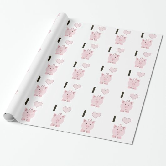 Papier Cadeau Cute I coeurs Desgin (Déroulé)