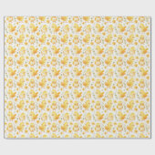 Papier Cadeau Cute Jaune Chicks et Fleurs (Plat)