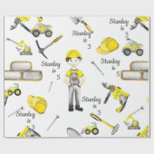 Papier Cadeau Cute Jaune Construction Camion Motif (Plat)