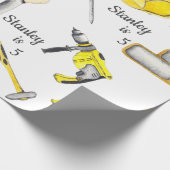 Papier Cadeau Cute Jaune Construction Camion Motif (Coin)