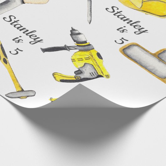 Papier Cadeau Cute Jaune Construction Camion Motif (Coin)