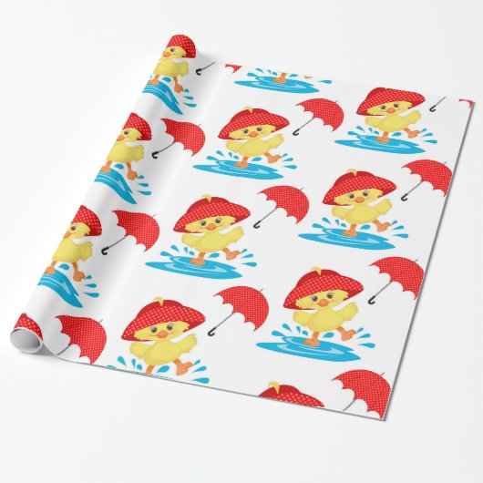 Papier Cadeau Cute Jouer Canards (Déroulé)