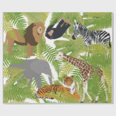 Papier Cadeau Cute Jungle Animaux Safari Garçon | Fille (Plat)