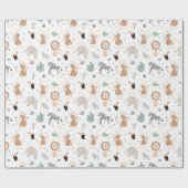 Papier Cadeau Cute Jungle Rainforest Animaux Motif (Plat)