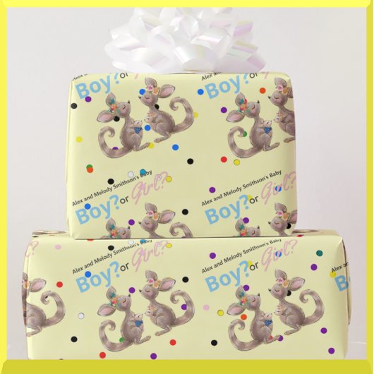 Papier Cadeau Cute Kangaroo Genre Révéler Papier Enveloppant Jau