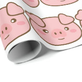 Papier Cadeau Cute Kawaii Cochon (Coin rond)