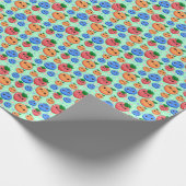 Papier Cadeau Cute Kawaii Green Orange Blue Fruit Gender Neutral (Coin)