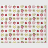 Papier Cadeau Cute Kawaii Motif de la Saint Valentin fraise (Plat)