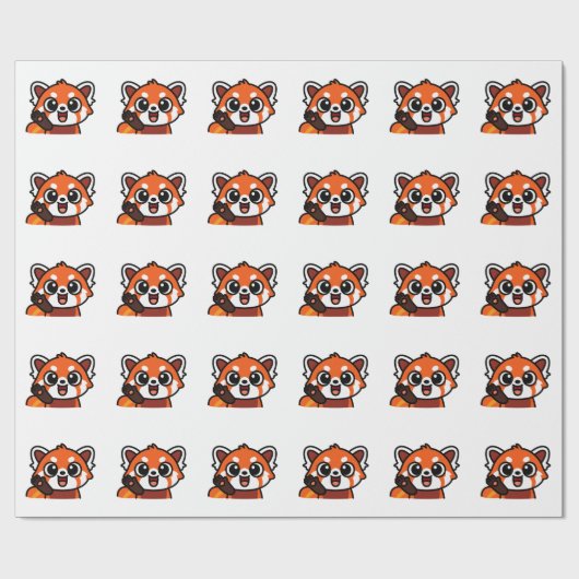 Papier Cadeau Cute Kawaii Red Panda Pattern Wrapping Paper for G (Plat)