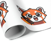 Papier Cadeau Cute Kawaii Red Panda Pattern Wrapping Paper for G (Coin rond)