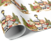 Papier Cadeau Cute Kid Christmas Carolers With Pets (Coin rond)