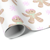 Papier Cadeau Cute Kids Christmas Gingerbread Motif (Coin rond)