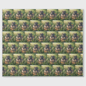 Papier Cadeau Cute Kitten dans un tonneau en bois (Plat)