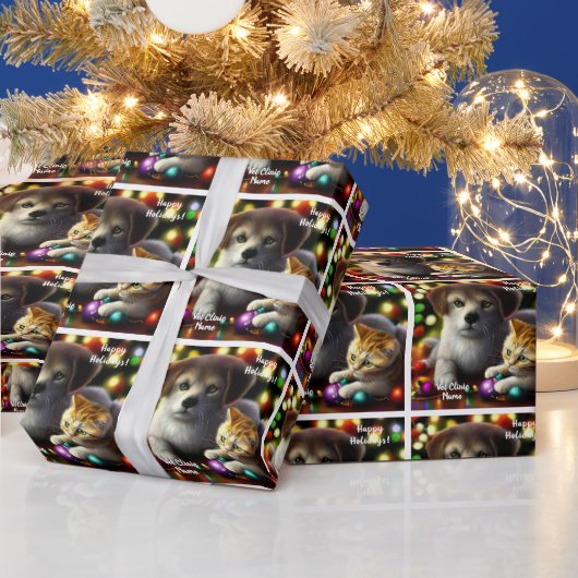 Papier Cadeau Cute Kitten et Noël des chiots (Vacances)