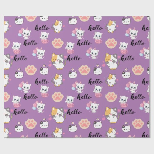 Papier Cadeau Cute kitty (Plat)