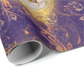 Papier Cadeau Cute Kitty Cat - Royal Purple (Coin rond)
