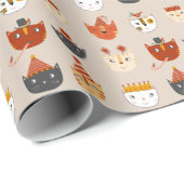 Papier Cadeau Cute Kitty Chat (Coin rond)