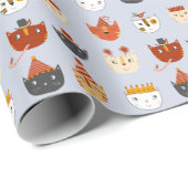 Papier Cadeau Cute Kitty Chat (Coin rond)
