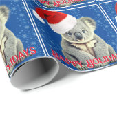 Papier Cadeau Cute Koala à Santa Hat (Coin rond)