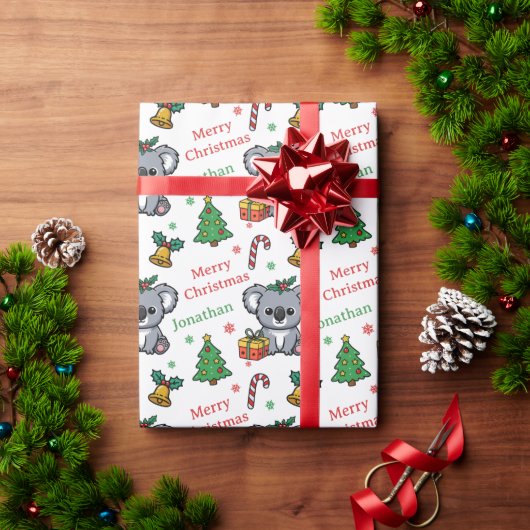 Papier Cadeau Cute Koala Christmas Tree Holidays (Cadeau de vacances)