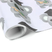 Papier Cadeau Cute Koala dans une casquette noire (Coin rond)