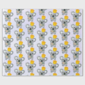 Papier Cadeau Cute Koala dans une couronne d'or (Plat)