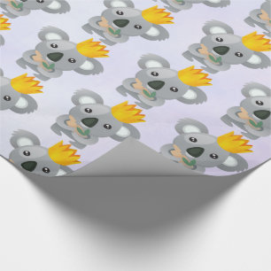 Papier Cadeau Cute Koala dans une couronne d'or