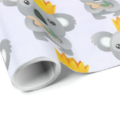 Papier Cadeau Cute Koala dans une couronne d'or (Coin rond)