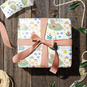 Papier Cadeau Cute Koala Motif avec petit nom de fille en rose