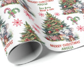 Papier Cadeau Cute Koala Ours Arbre de Noël Enfants (Coin rond)