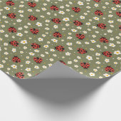 Papier Cadeau Cute Ladybug and Strawberry Flower Polka Dots (Coin)