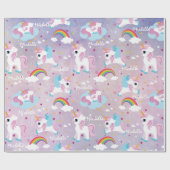 Papier Cadeau Cute licorn Joyeux anniversaire rose girly (Plat)