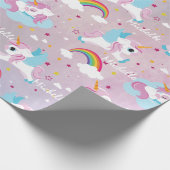 Papier Cadeau Cute licorn Joyeux anniversaire rose girly (Coin)