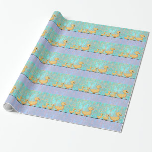 Papier Cadeau Cute Little Canards sur Purple Turquoise Damask