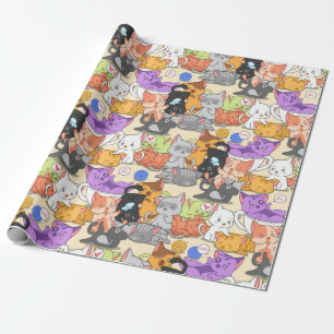 Papier Cadeau Cute Little Cats Motif