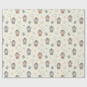 Papier Cadeau Cute Little Cowboy Sheriff Ours crème (Plat)