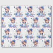 Papier Cadeau Cute Little Girl Cake Ajouter Un Nom Age Anniversa (Plat)