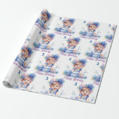 Papier Cadeau Cute Little Girl Cake Ajouter Un Nom Age Anniversa (Déroulé)