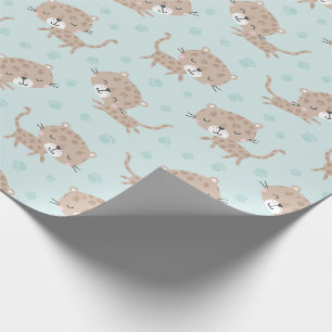 Papier Cadeau Cute Little Leopards et les empreintes de menthe