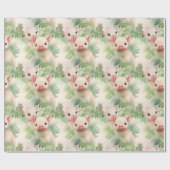 Papier Cadeau Cute Little Piglets Aquarelle Botaniques Motif (Plat)