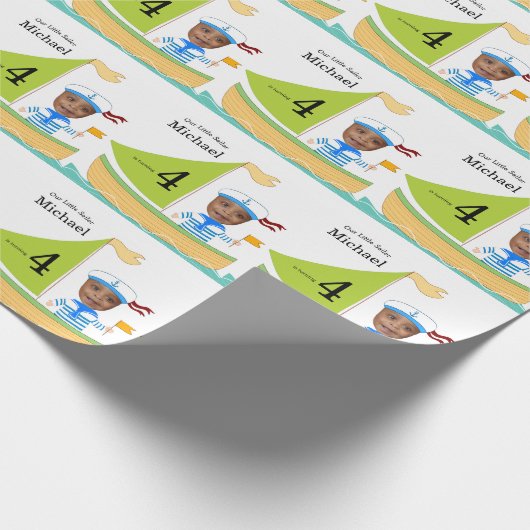 Papier Cadeau Cute Little Sailor Nautical Boys Fun Fun Anniversa (Coin)