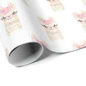 Papier Cadeau Cute Llama Aquarelle Moderne (Coin rond)