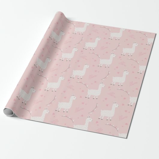 Papier Cadeau Cute llama seamless (Déroulé)